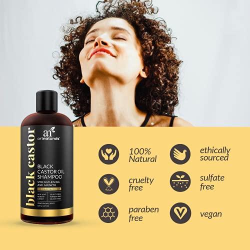 artnaturals Black Castor Oil Shampoo – (16 Fl Oz / 473ml) – Strengthen, Grow and Restore – Jamaican Castor – For Color Treated Hair