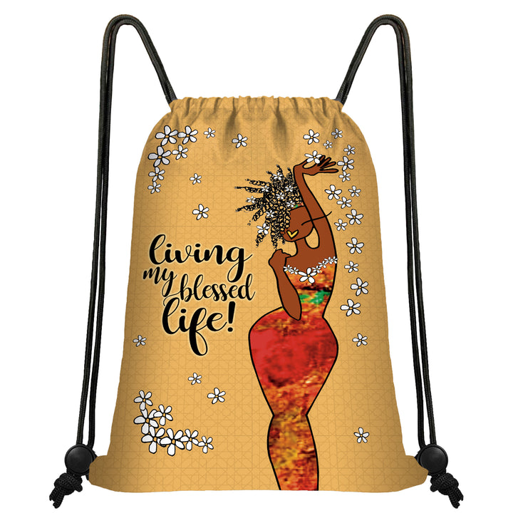 Living. My Blessed Life Drawstring Backpack