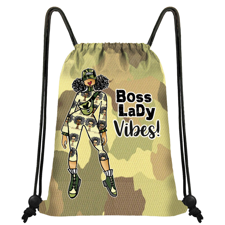 Boss Lady Vibes Drawstring Backpack