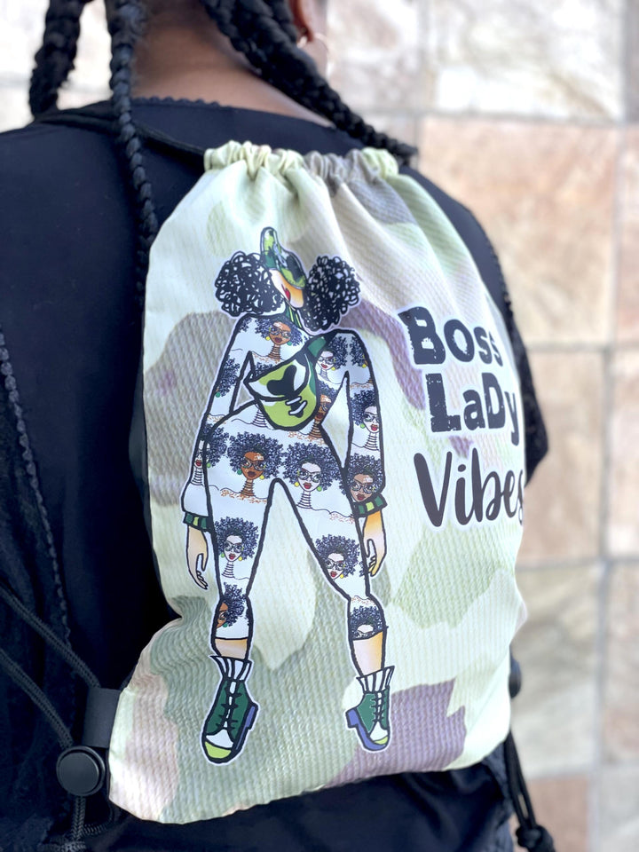 Boss Lady Vibes Drawstring Backpack