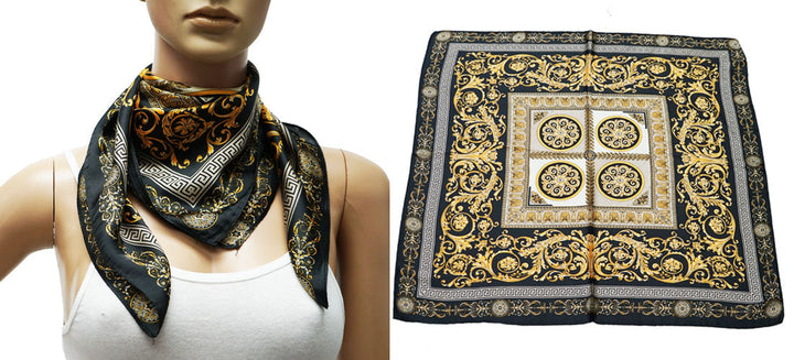 Black/Gold Fashion Scarf/Silk Headscarf