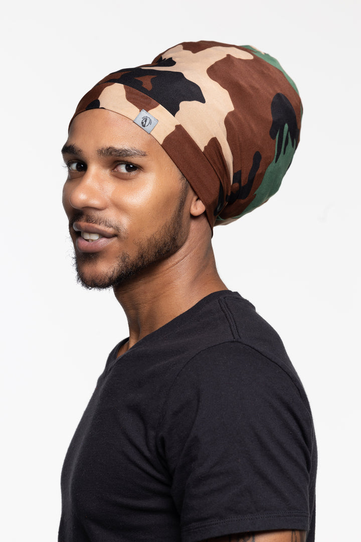 Dreadlocks locs hair cap bonnet for men and women - army fatigue -camouflague