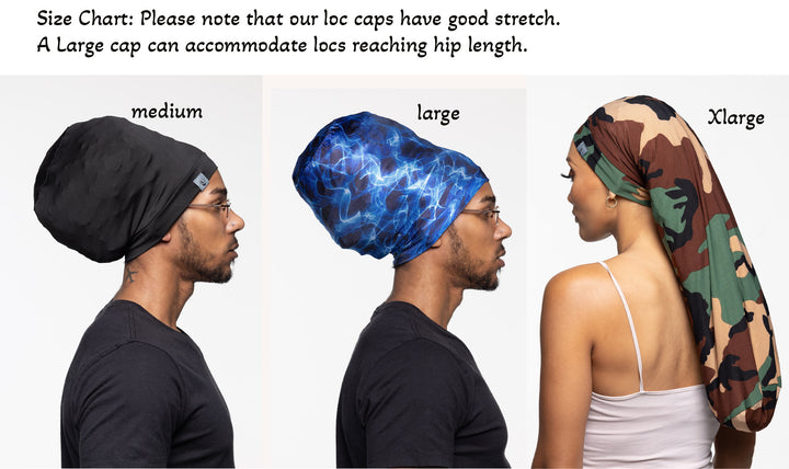 Dreadlocks locs hair cap bonnet for men and women - black