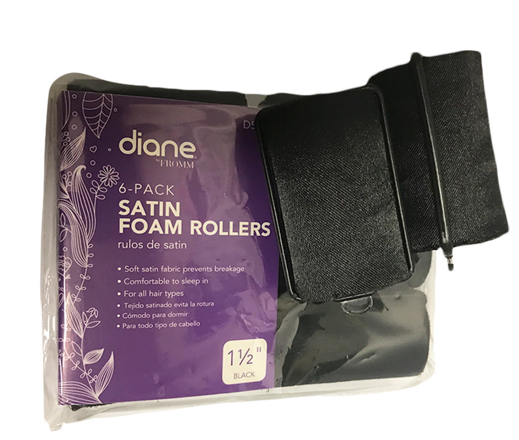 Satin Foam Rollers 1-1-2 inches large 6CT