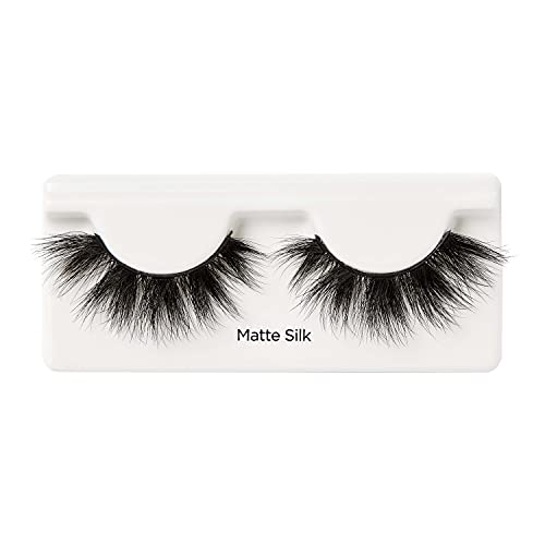 KISS Lash Couture Matte Black Faux Mink Collection, False Eyelashes 1-Pack, Soft Real Mink Texture & Matte Finish, High Impact Color, 3D Volume, Knot-Free Lash Band, Reusable, Matte Silk, 1 Pair