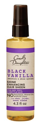 Carol's Daughter Black Vanilla Moisture & Shine Hair Sheen For Dry Hair Dull Hair, Moisture Shine Spray with Shea Butter, Paraben Free Moisturizing Hair Moisturizer, 4.3 fl oz (Packaging May Vary)