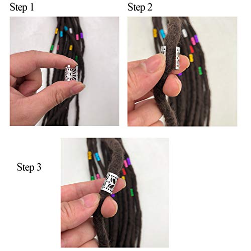 Messen 121Pcs Dreadlocks Jewelry Crystal Wire Wrapped Loc Adornment Imitation Wood Beads Braid Accessories Hair Cuffs Beard Tube Beads Hair Coils Rings Pearl Pendants for Braids Hair Clip Decoration