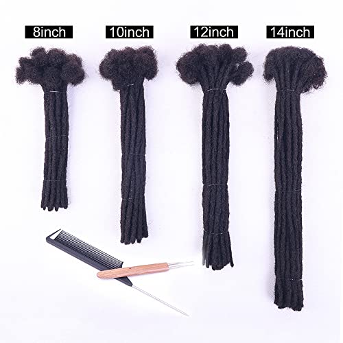 SHENGQI Handmade Dreadlocks Extensions 100% Human Hair 8 Inch 0.6 CM Width Small Thinner Size Locs for Man/Women Can Be Dyed & Bleached Natural Black (8inch, 10loc)