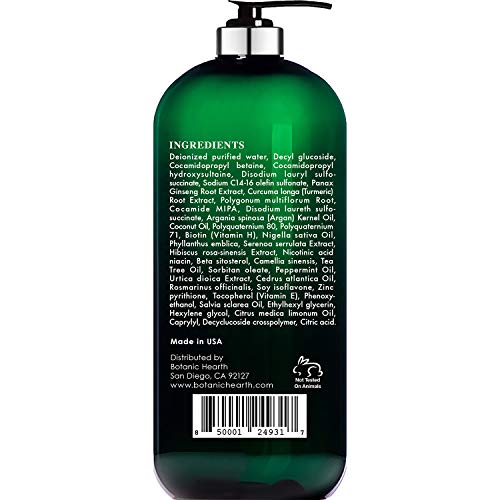 BOTANIC HEARTH Peppermint Oil Shampoo - Hair Blooming Formula with Keratin for Thinning Hair - Fights Hair Loss, Promotes Hair Growth - Sulfate Free for Men and Women - 16 fl oz