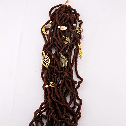 20 PCS Locs Hair Jewelry Braids Hair Clips Adjustable Hair Cuffs 15 Styles Vintage African Pendant Hair Charms Butterfly Shell DIY Locs Hair Accessories (Bronze and Gold)