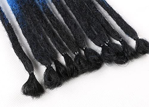 Handmade Single Ended Dreadlock Extensions Crochet Locs Braids 22inch 10 Strands/Pack Synthetic Ombre Dreadlocks Punk Reggae Hair Hip-Hop Style Crochet Braids(10 Strands, Black Ombre Blue)