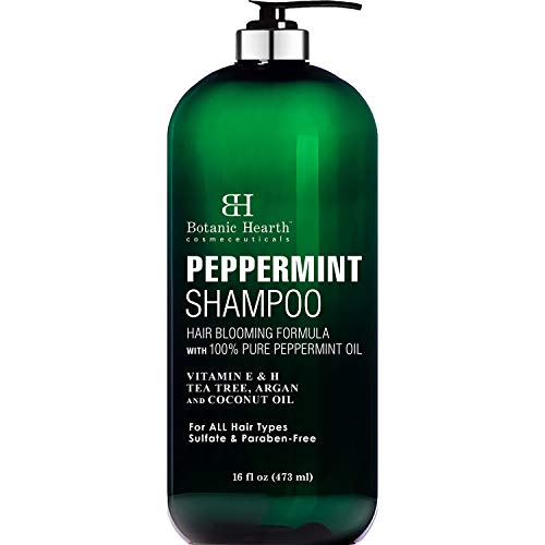 BOTANIC HEARTH Peppermint Oil Shampoo - Hair Blooming Formula with Keratin for Thinning Hair - Fights Hair Loss, Promotes Hair Growth - Sulfate Free for Men and Women - 16 fl oz