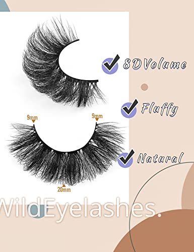 Fluffy Mink Eyelashes Strip Natural Look 8D 20 mm Long C Curl Eye Lashes Pack 10 Pairs Wispy Full Reusable Fake Eyelashes That Look Like Extensions by GODDVENUS