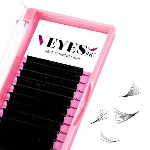 VEYES INC Eyelash Extension Easy Fan Volume Lashes Mixed Tray 0.05 D Curl 8-16mm, Self Fanning Lash Extension Supplies.Premium Faux Mink Lashes Jet Black