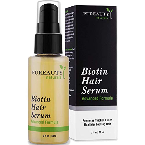Biotin Hair Growth Serum Advanced Topical Formula To Help Grow Healthy,  Strong Hair Suitable for Men and Women of All Hair Types Hair Loss Support  By Pureauty Naturals - 2OZ, 4OZ. |