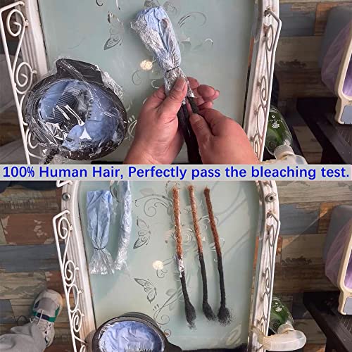 6 Inch 0.4cm Thickness Dreadlock Extensions Human Hair 60 Strands Locs Extensions Real Human Hair, Natural Black for Women Men Kids Full Handmade Permanent Locs Can Be Dyed and Bleached