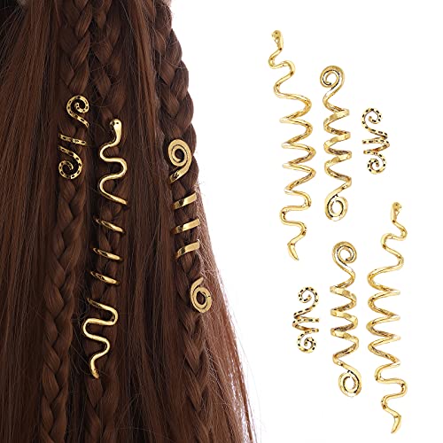 FRDTLUTHW Gold Snake Hair Jewelry for Braids, Dreadlock Accessories for Women Girls(pack of 6)