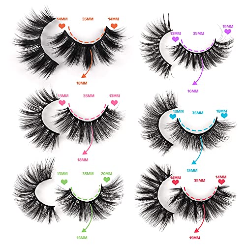 Ruairie 24 Pairs False Eyelashes Natural Look Wispy Fake Eyelashes Pack 6 Styles Mixed Natural Mink Lashes Fluffy 16-20MM False Lashes Bulk