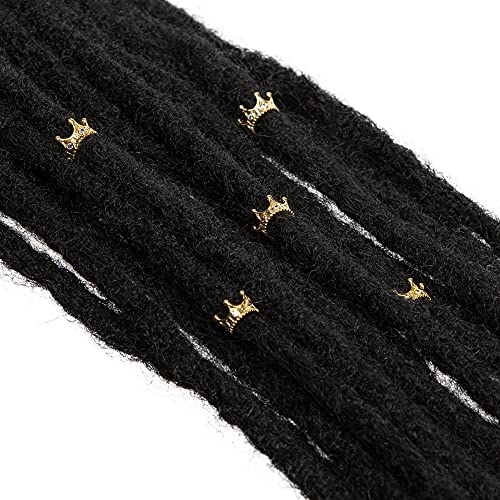 Loc'd & Crowned Dreadlock Accessories 24K Gold Crown Hair Jewelry for Braids, Locs & Plaits - Pack of 5 Unisex Gold Hair Cuffs for Weddings, Prom, and Festivals (Medium (9mm))