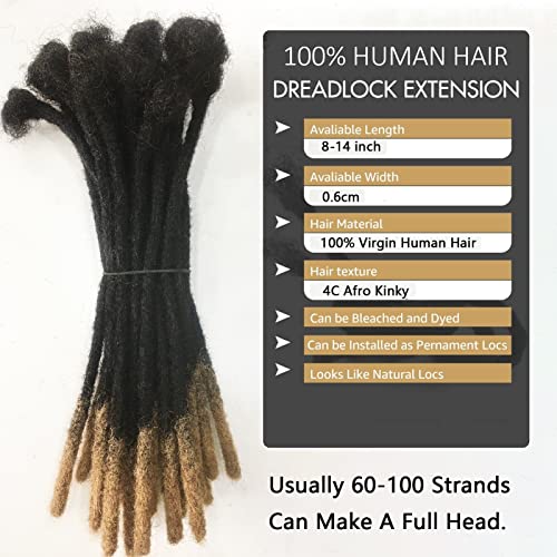 0.6cm Permanent Loc Extensions Human Hair 30 Strands 8 Inch Real Human Hair Dreadlock Extensions Full Handmade Micro Soft Dreads Extensions Human Hair T1B-27 Can Be Dyed Bleached Curled