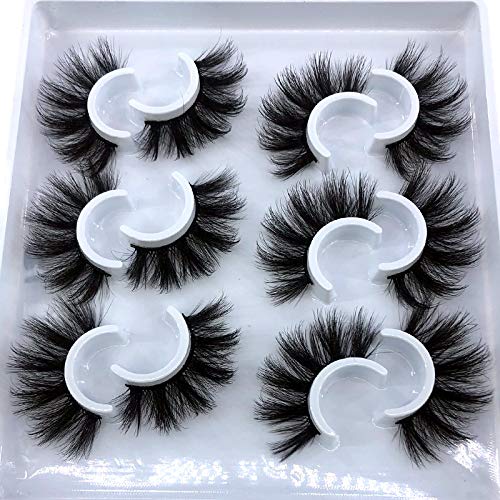 HBZGTLAD 5pairs/6 Pairs Fluffy False Eyelashes Natural Faux Mink Strip 3D Lashes Pack (MDF-12)