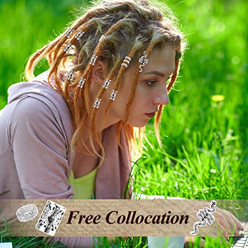 150 Pieces Dreadlock Jewelry Crystal Wire Wrapped Loc Adornment Assorted Imitation Wood Beads Braid Accessories Hair Jewels for Braids Hair Cuffs Decorations for Women Girl（Vivid Style）