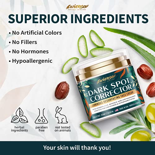 Dark Spot Corrector - Acne Treatment & Age Spot Remover - Made in USA - Moisturizing Scar Cream with Aloe Vera, Vitamin C & Coconut Oil for Skin - 1.7 oz