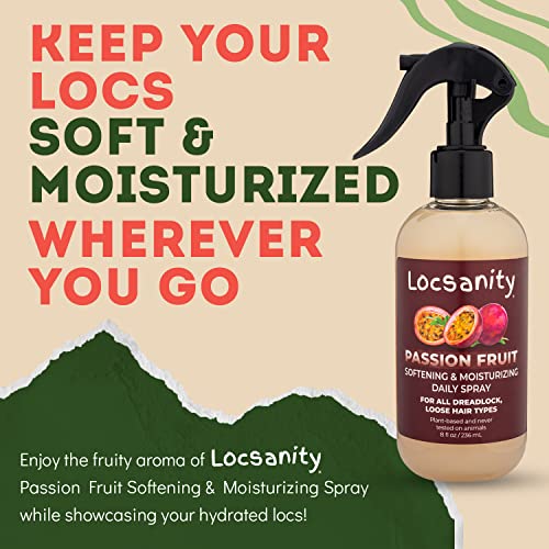 Locsanity Daily Moisturizing Loc Spray for Dreads - Passion Fruit Hair Scalp Moisturizer, Dreadlock Spray - Refreshening Spray for Locs, Dreadlocks, Sisterlock, Microlock - Controls Frizz, Oil-Free