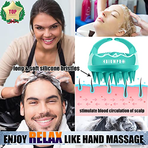 Shampoo Massager Brush Scalp Exfoliator for Dandruff Removal, Waterproof Shower Scalp Scrubber Tool for Hair Growth, Ultra-long Silicone Bristles, Easily Reach the Root of Thick Curly Hair - 2 Pack