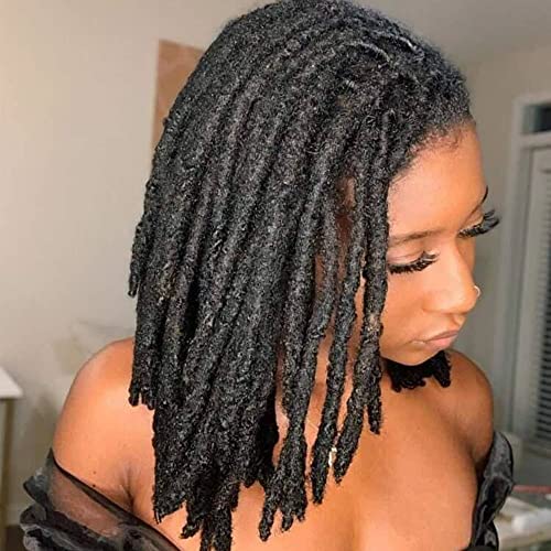 6 inch 30 Strands Loc Extensions Human Hair for Women/Men Can Be Dyed Bleached Curled 100% Full Handmade Permanent Dreadlock Extensions 0.6cm Width