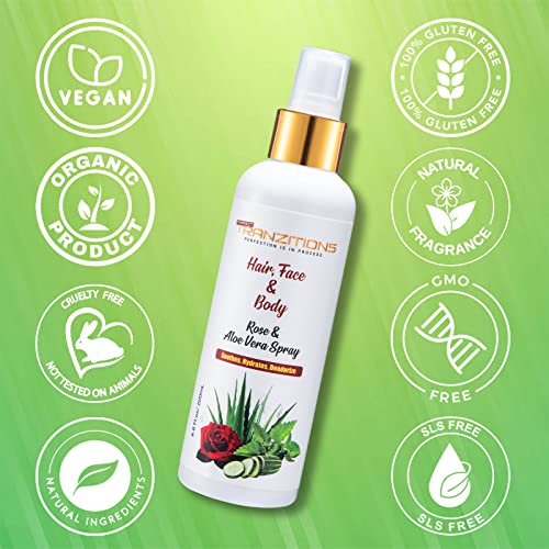 Aloe Vera & Rose Water For Hair For Locs - Organic Rose Water Loc Moisturizer Spray For Dreads - Nourishing & Moisturizing Rose Water Spray For Hair & Scalp Refreshing Natural Loc Spray 6.8oz