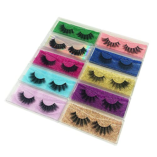 False Eyelashes Mikiwi 10 Pack Lahes, 12-20mm Wholesale 5D Fake Mink lashes, Fuffy Natural Volume eye Lashes, individual package Faux Mink EyeLashes