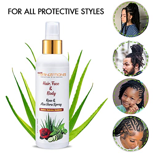 Aloe Vera & Rose Water For Hair For Locs - Organic Rose Water Loc Moisturizer Spray For Dreads - Nourishing & Moisturizing Rose Water Spray For Hair & Scalp Refreshing Natural Loc Spray 6.8oz