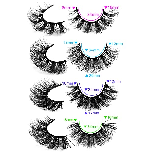 20 Pairs False Eyelashes Natural Fluffy Cat Eye Fake Eye Lashes 4 Styles Mixed Thick Wispy 5D Faux Mink Eyelashes Multipack