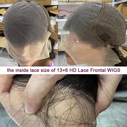 HD 13×6 Lace Front Wigs Human Hair Body Wave Glueless 180 Density Pre Plucked with Baby Hair Transparent Natural Wavy Frontal Lace Wig for Black Women Long Hair (13×6 body wigs, 22inch)