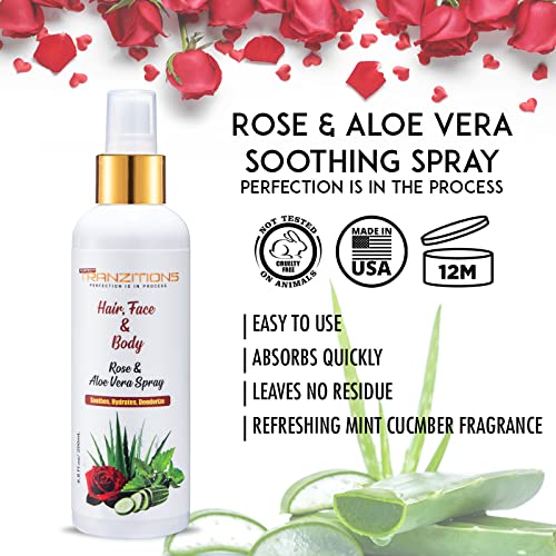 Aloe Vera & Rose Water For Hair For Locs - Organic Rose Water Loc Moisturizer Spray For Dreads - Nourishing & Moisturizing Rose Water Spray For Hair & Scalp Refreshing Natural Loc Spray 6.8oz