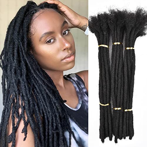  Dula 6-24 Inch Dreadlock Extensions Loc Extensions Human Hair for Men/Women 10 Strands 100% Real Human Hair Permanent Dreadlock Extensions Locs Extensions Human Hair Can Be Dyed (8 Inch 10Strands, Natural black)