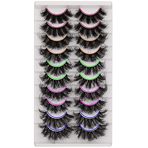 Mink Lashes D Curl Lashes Strips Fluffy False Eyelashes Full Volume Messy Fake Lashes 10 Pairs 5 Styles Mink Lash Pack