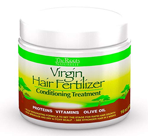 The Roots Naturelle Virgin Hair Fertilizer Conditioning Treatment. Helps Strengthen Hair, Promote Rapid Hair Growth and Protect/Restore Damaged Hair (Large 16oz)