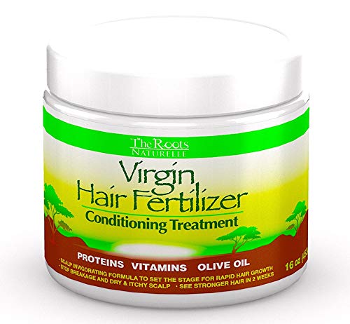  The Roots Naturelle Virgin Hair Fertilizer Conditioning Treatment. Helps Strengthen Hair, Promote Rapid Hair Growth and Protect/Restore Damaged Hair (Large 16oz)
