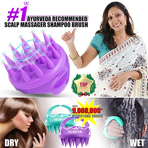 Shampoo Massager Brush Scalp Exfoliator for Dandruff Removal, Waterproof Shower Scalp Scrubber Tool for Hair Growth, Ultra-long Silicone Bristles, Easily Reach the Root of Thick Curly Hair - 2 Pack