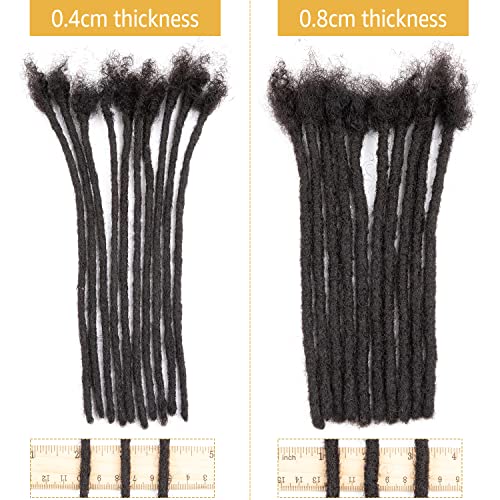 DAIXI 0.4cm and 0.6 0.8cm Thickness Options 8-18 Inch 60 Strands 100% Real Human Hair Dreadlock Extensions for Man/Women Full Head Handmade Permanent loc Extensions Bundles Can Be Dyed Bleached Curled and Twisted including Free Needles and Comb