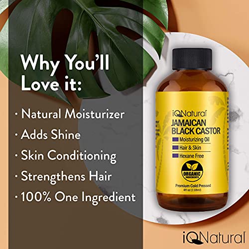  Jamaican Black Castor Oil USDA Certified Organic for Hair Growth and Skin Conditioning [SCENT REGULAR]- 100% Cold-Pressed 4oz Bottle