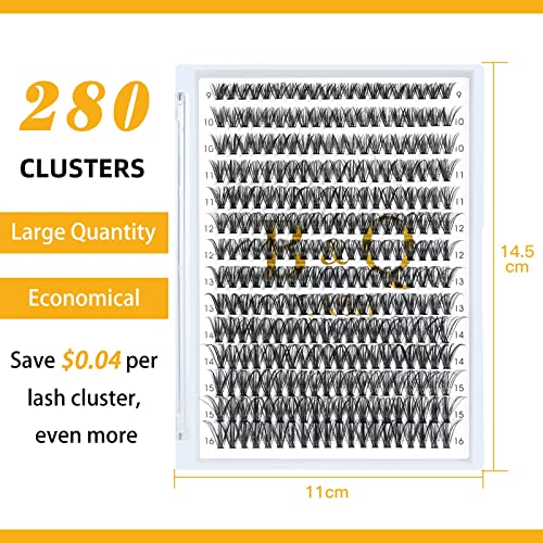 Lash Clusters 40D-0.07D-9-16MIX B&Q LASH Individual Lashes 280 Clusters False Eyelash 20D 30D 40D Lash Clusters Extensions Individual Lashes Cluster DIY Eyelash Extensions at Home (40D-0.07D,9-16MIX)