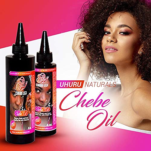 Uhuru Naturals Chebe Oil – African Chebe Serum Treatment w/ Ostrich Oil & Essential Oils - Natural Repair, Growth & Moisture For Dry Scalp & Hair (4oz)