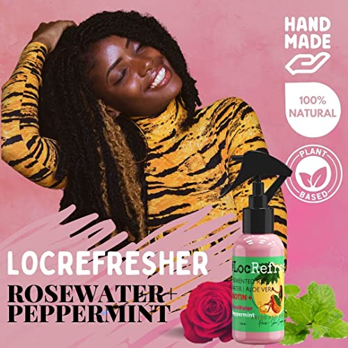 Rose Water For Locs, Daily Moisturizing Refreshing Spray, Rose Water For Hair, Rosewater and Peppermint Hair Scalp Moisturizer. (4 OUNCES)