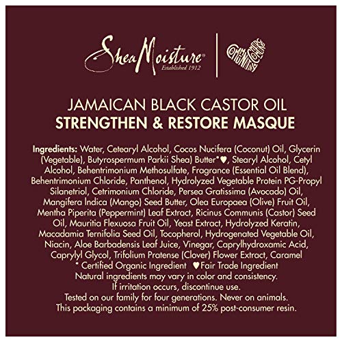 SheaMoisture Jamaican Black Castor Oil Treatment Masque For Dry Hair Jamaican Black Castor Oil Paraben Free Hair Mask 12 oz