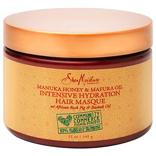 SheaMoisture Intensive Hydration Masque For Dry, Damaged Hair Manuka Honey & Mafura Oil To Smooth Hair 12 oz