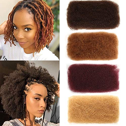 FASHION IDOL Afro Kinkys Bulk Human Hair 3 Packs 14 Inches HONEY BLOND Afro Kinky Braiding Hair for Dreadlocks Extensions