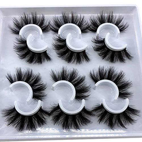 HBZGTLAD 5pairs/6 Pairs Fluffy False Eyelashes Natural Faux Mink Strip 3D Lashes Pack (MDF-12)